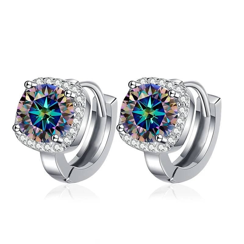 NeeTim 0,5 ct 1 ct Regenbogenfarbene Moissanit-Ohrstecker für Damen, S925 Silber, Schwarz, Blau, Rosa, Labor-Diamant-Ohrstecker für die Hochzeit