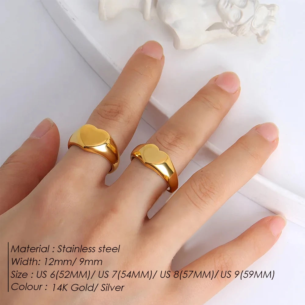 Paar Herzring 316 Edelstahl Punk-Stil Geometrischer Schmuck Personalisierter Ring Geschenk für Frauen Valentinstag