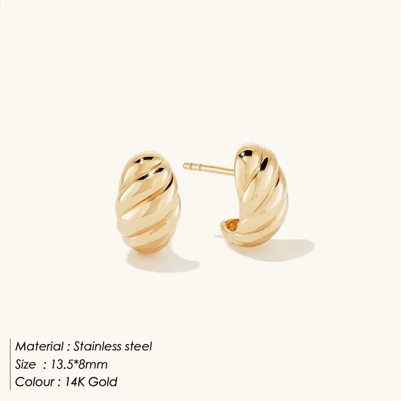 Pendientes de tuerca de acero inoxidable SUNIBI para mujer, color dorado, color plateado, pendientes sencillos, aros gruesos y lisos para esposas, joyería de moda.