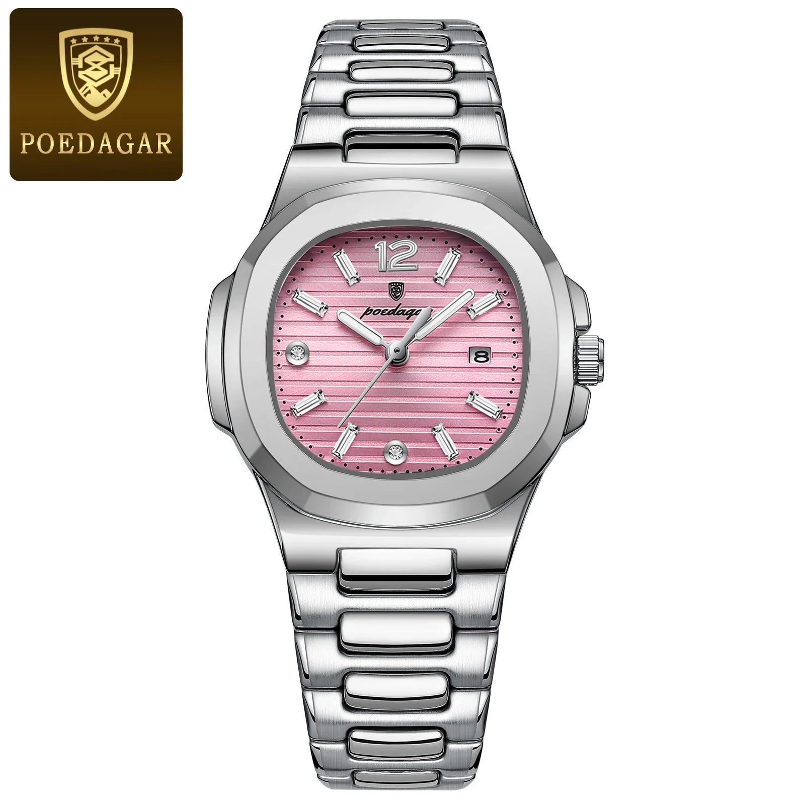 POEDAGAR Reloj de pulsera cuadrado de moda para mujer, luminoso, impermeable, con fecha, de cuarzo de lujo de alta calidad para mujer Reloj