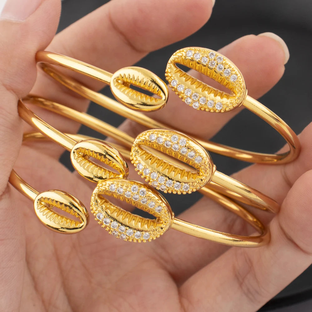 Armbänder Muschelringe Farbechte, fleckenfreie Schmuckstücke 18K Gold Farbe Afrika-Karte Schmuck Accessoires Jubiläumsgeschenke