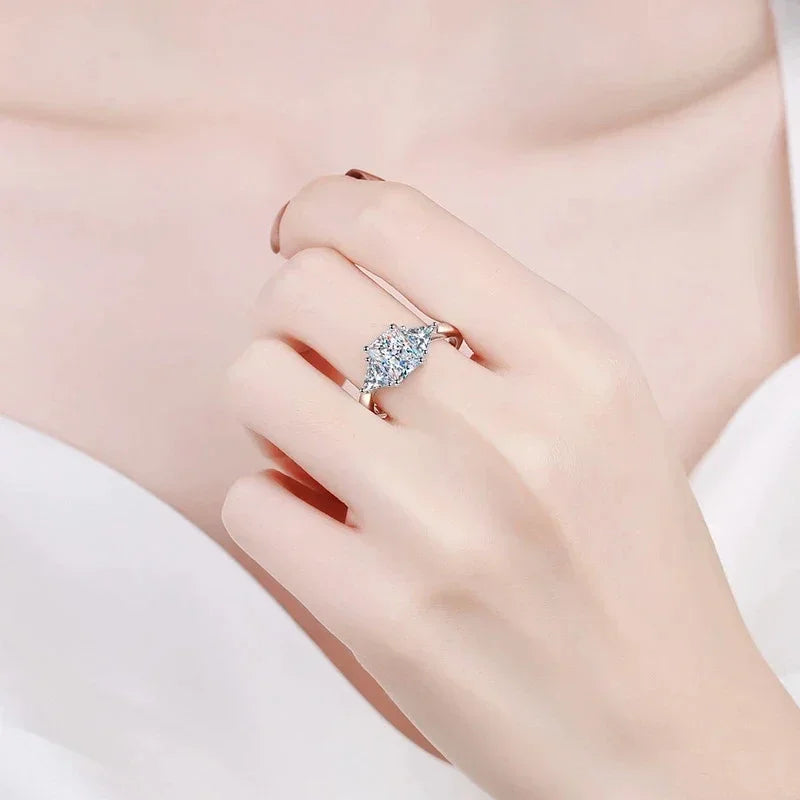 NeeTim Smaragdschliff 3 Karat voller Moissanit Eheringe für Frauen im Labor gezüchteter Diamant Verlobungsring Platinbeschichtung Heiratsringe