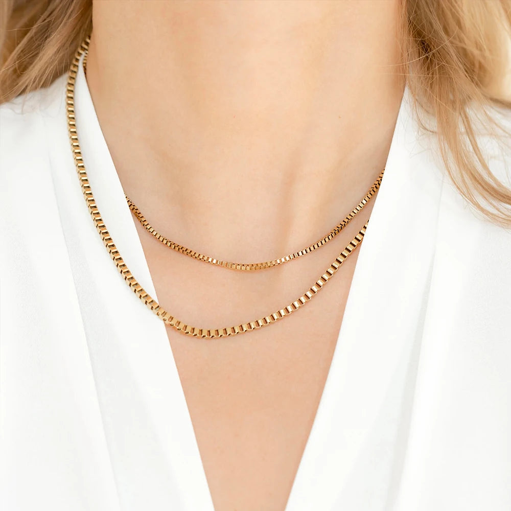 SUNIBI 316L Stainless Steel Chain Necklace for Women Gold Color Statement Choker Necklaces Do Not Fade Jewelry Wholesale