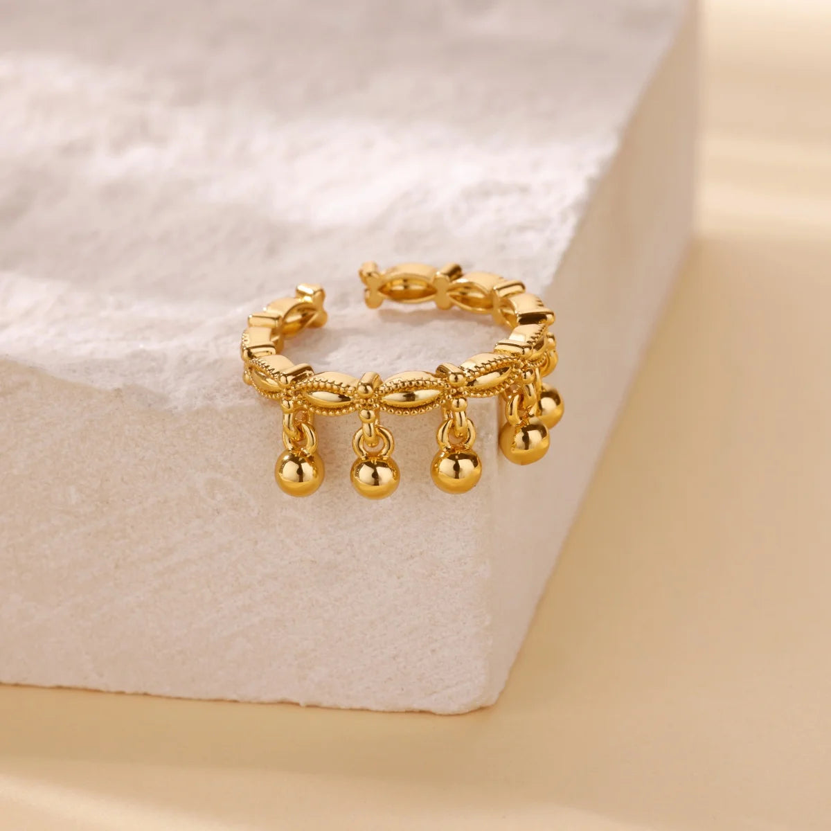 Edelstahl klobige breite Ringe für Frauen Vintage Goldfarbe geometrischer offener Fingerring Mode minimalistischer Schmuck Geschenk Femme
