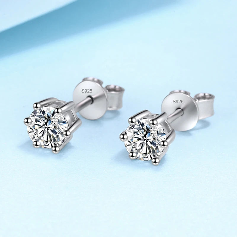 Pendientes de moissanita NeeTim de 0,1 a 3 quilates, color D, diamante de laboratorio, plata de ley 925 con chapado en oro, joyas para bodas y fiestas