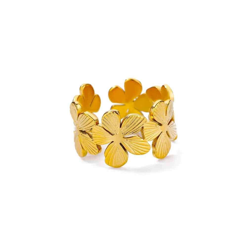 Edelstahl Übertrieben Große Blumenringe Für Frauen Gold Farbe Sonnenblume Fingerring Weiblich Mode Ästhetischer Schmuck Geschenk