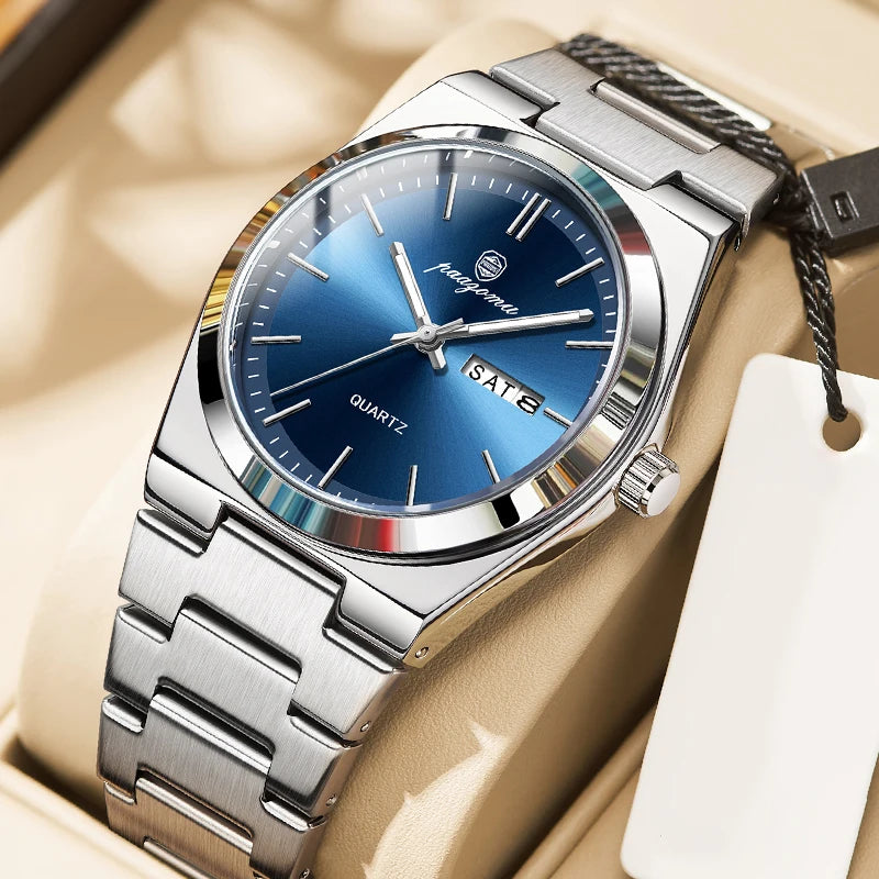 PAAZOMU Reloj de cuarzo ultrafino para hombres y mujeres, estilo minimalista, impermeable, luminoso, correa cómoda, regalo para la oficina diaria