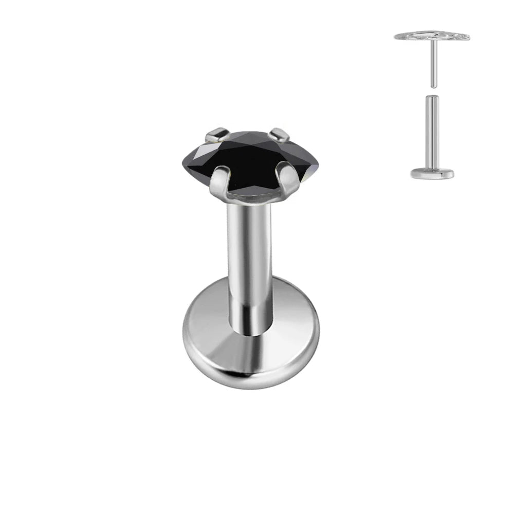 100 % G23 Titan Horse Eyes CZ Labret Piercing Push-in Multicolor Tragus Ohrstecker Gewindelos Knorpel Körperschmuck