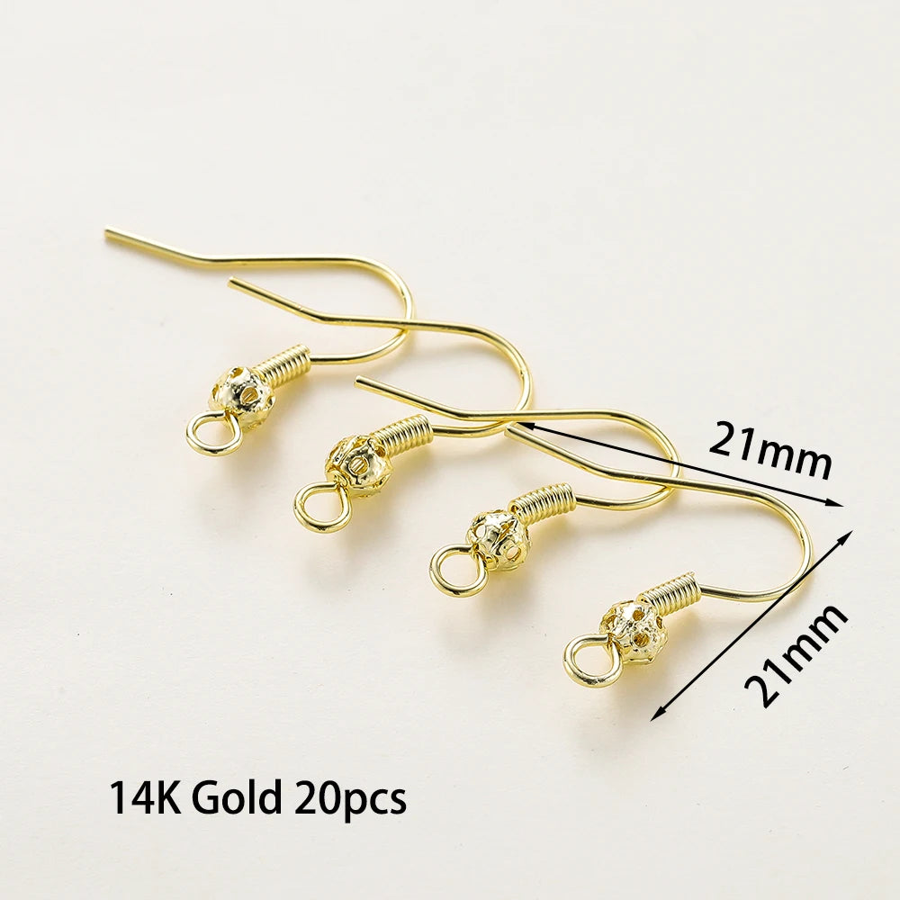20 unidades/lote 6 estilos 14K 18K Alambres chapados en oro para pendientes con gancho para la oreja Suministros de cierres para pendientes para la fabricación de joyas DIY