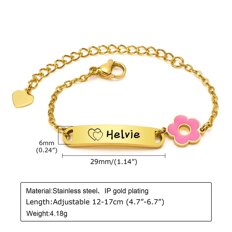 Personalisierte Baby Namen Armbänder 14K Vergoldet Benutzerdefinierte ID Armbänder für Mädchen Jungen Individuelle Text Armbänder Neugeborenen Geschenk