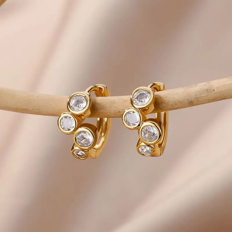 Zircon Pendientes Earring For Women Acero Inoxidable Aretes de Aro Piercing Tendencia 2024 Nueva Joyería aretes de mujer bijoux femme