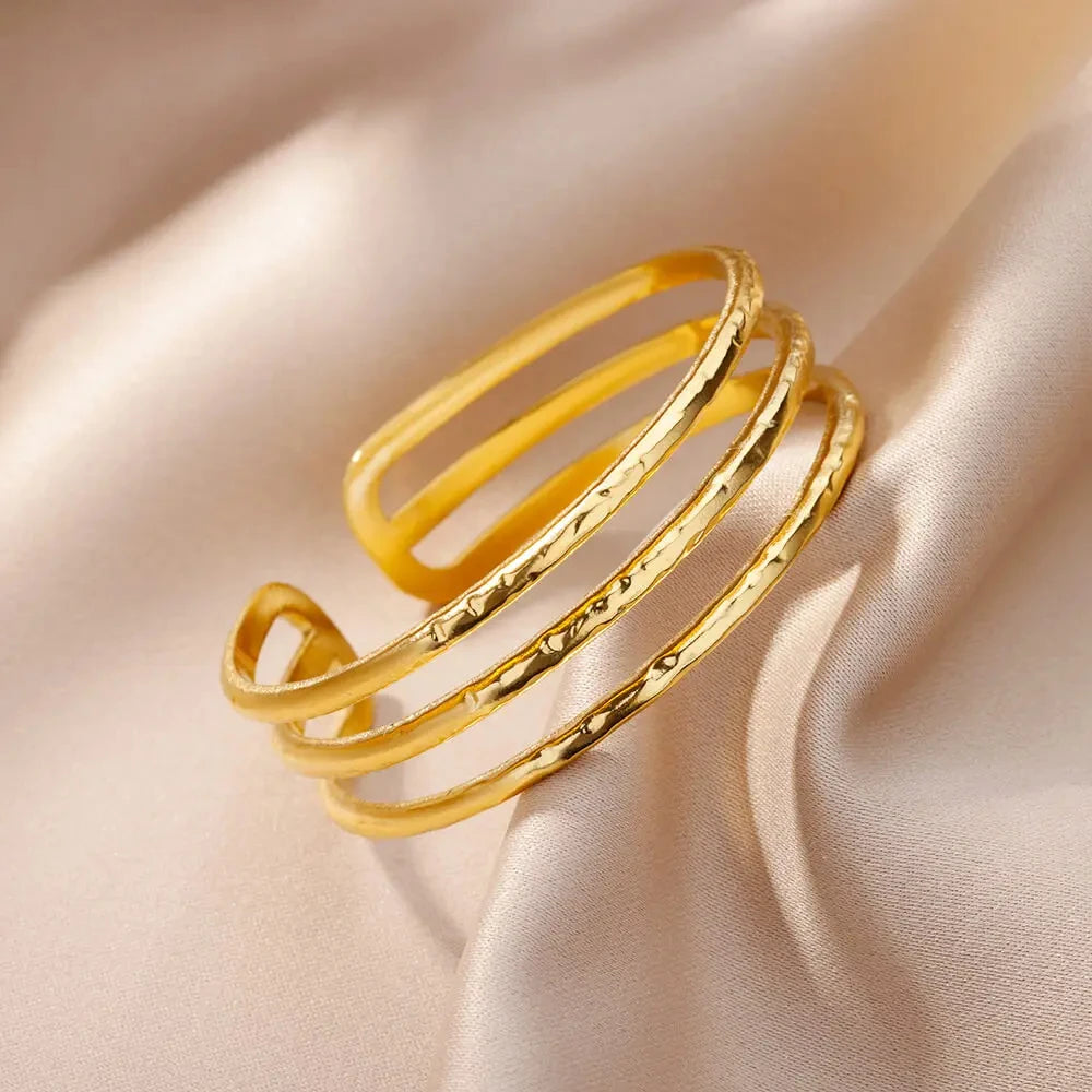Edelstahl Armreif für Damen Vergoldeter Luxus Mehrschichtiger Armreifen 2023 Kostenloser Versand Schmuck Pulseras Mujer