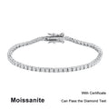 NeeTim 2mm D Color Moissanite Tennis Bracelet 925 Sterling Silver with White Gold Plated Bracelets for Women Pass Diamond Tester