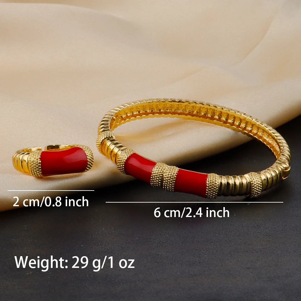 Vergoldeter Ring und Armband, nigerianisches Schmuckset, hohe Eleganz, mehrfarbig, personalisierte Armbänder, Mädchengeschenk, kostenloser Versand