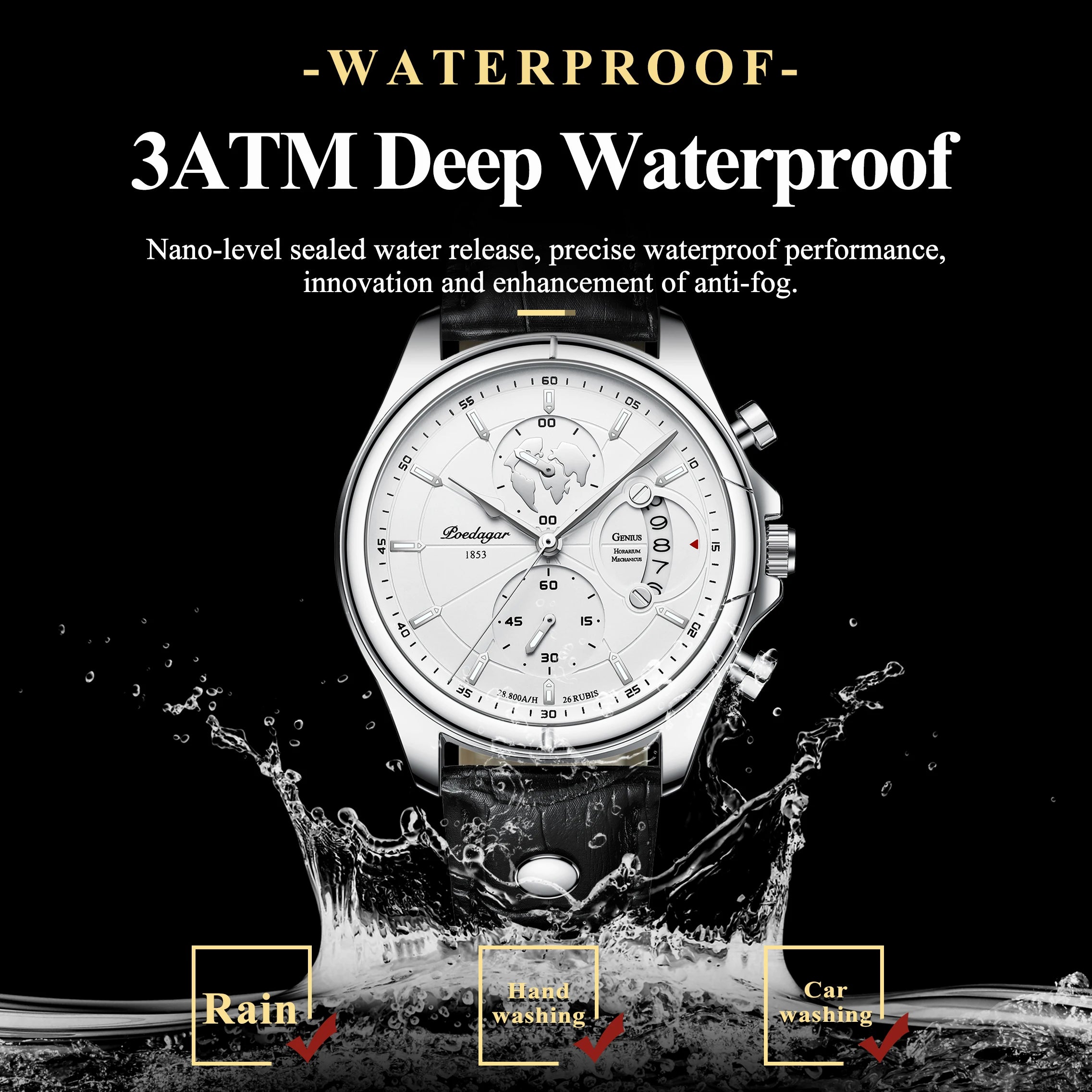 POEDAGAR Lujo Hombre Reloj de Pulsera Cronógrafo Fecha Impermeable Cuero Reloj Hombre Casual Cuarzo Relojes de Hombre Deportes Reloj Masculino