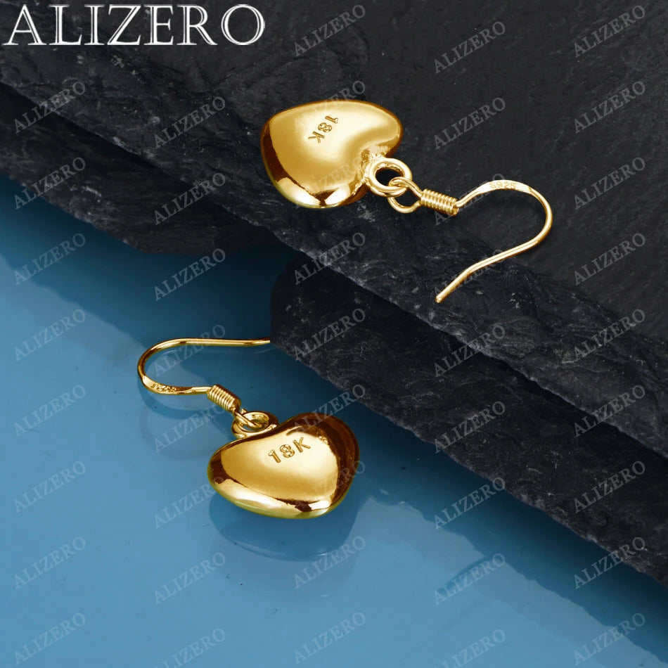 ALIZERO 18K Gold Herz Ohrringe für Damen Hochzeitsgeschenke Fashion Schmuck Großhandel 925 Sterling Silber Tropfenohrringe