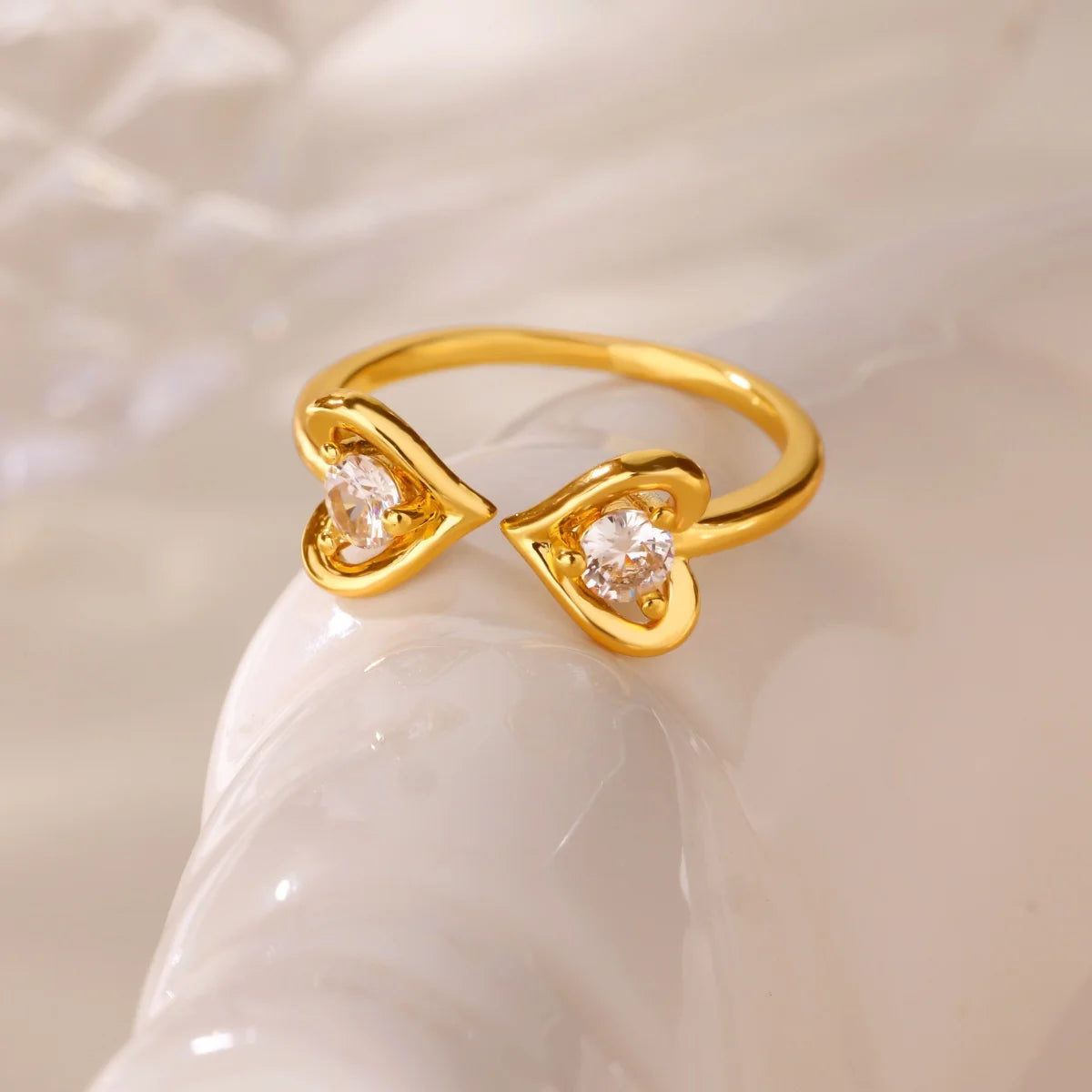 Edelstahl-Schmetterlings-Schleifenringe für Frauen Mode Zirkon-Herz-offener Ring Trendiger ästhetischer Schmuck Party Hochzeitsgeschenk
