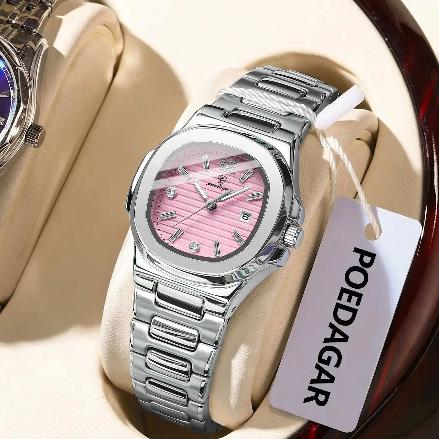 POEDAGAR Reloj de pulsera cuadrado de moda para mujer, luminoso, impermeable, con fecha, de cuarzo de lujo de alta calidad para mujer Reloj
