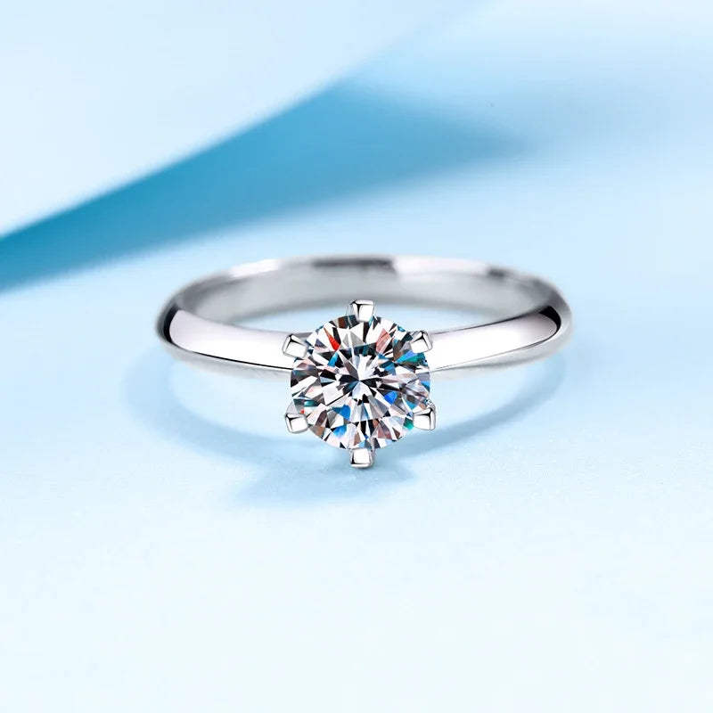 NeeTim 1 Karat D-Farbe Moissanit Diamant Ehering für Frauen 925er Sterling Silber Fingerband Edler Schmuck mit Zertifikat