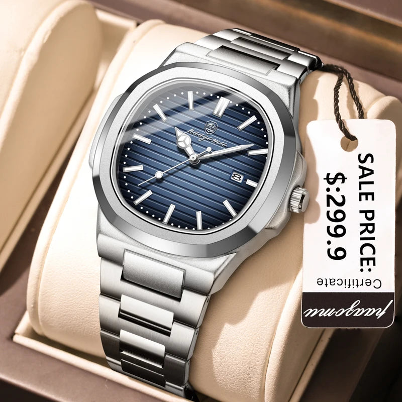 PAAZOMU Top Marca de Lujo Hombre Reloj Deportivo Impermeable Luminoso Fecha Hombre Reloj de Pulsera Cuadrado Dial Cuarzo Hombre Relojes Alta Calidad