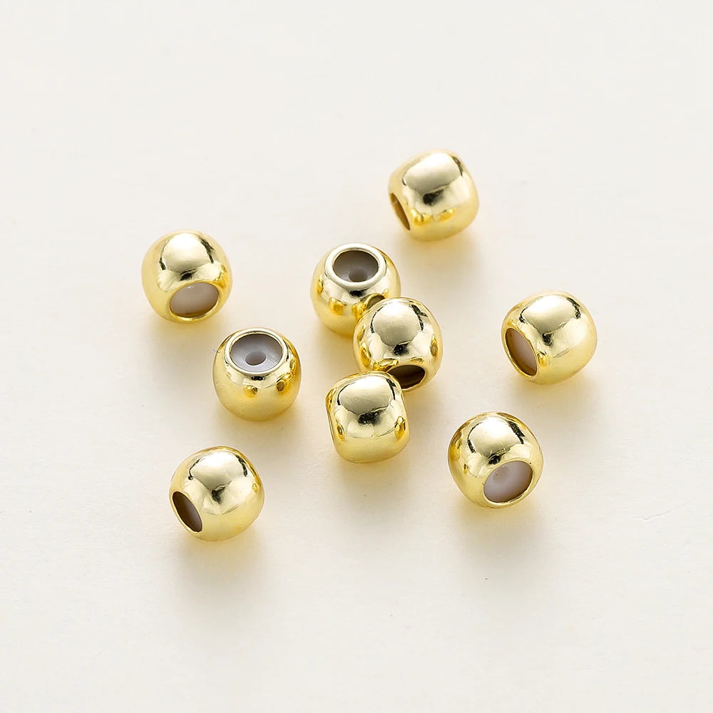 10 unidades/lote de cuentas ajustables chapadas en oro real de 14K 18K con tope de resina, cuentas espaciadoras, cuentas de posicionamiento para la creación de joyas