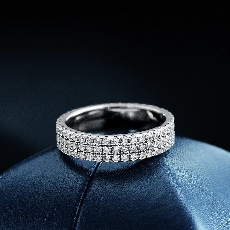 NeeTim Voll-Moissanit-Ring Sterlingsilber 925 vergoldet Hochzeitsverlobungs-Eternity-Band Patry Luxusschmuck für Damen