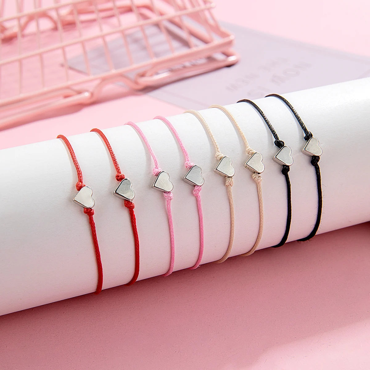 2 PCS Vintage Card Set Simple and Fashionable Popular Copper Love Adjustable Friendship Bracelet Valentine's Day Jewelry