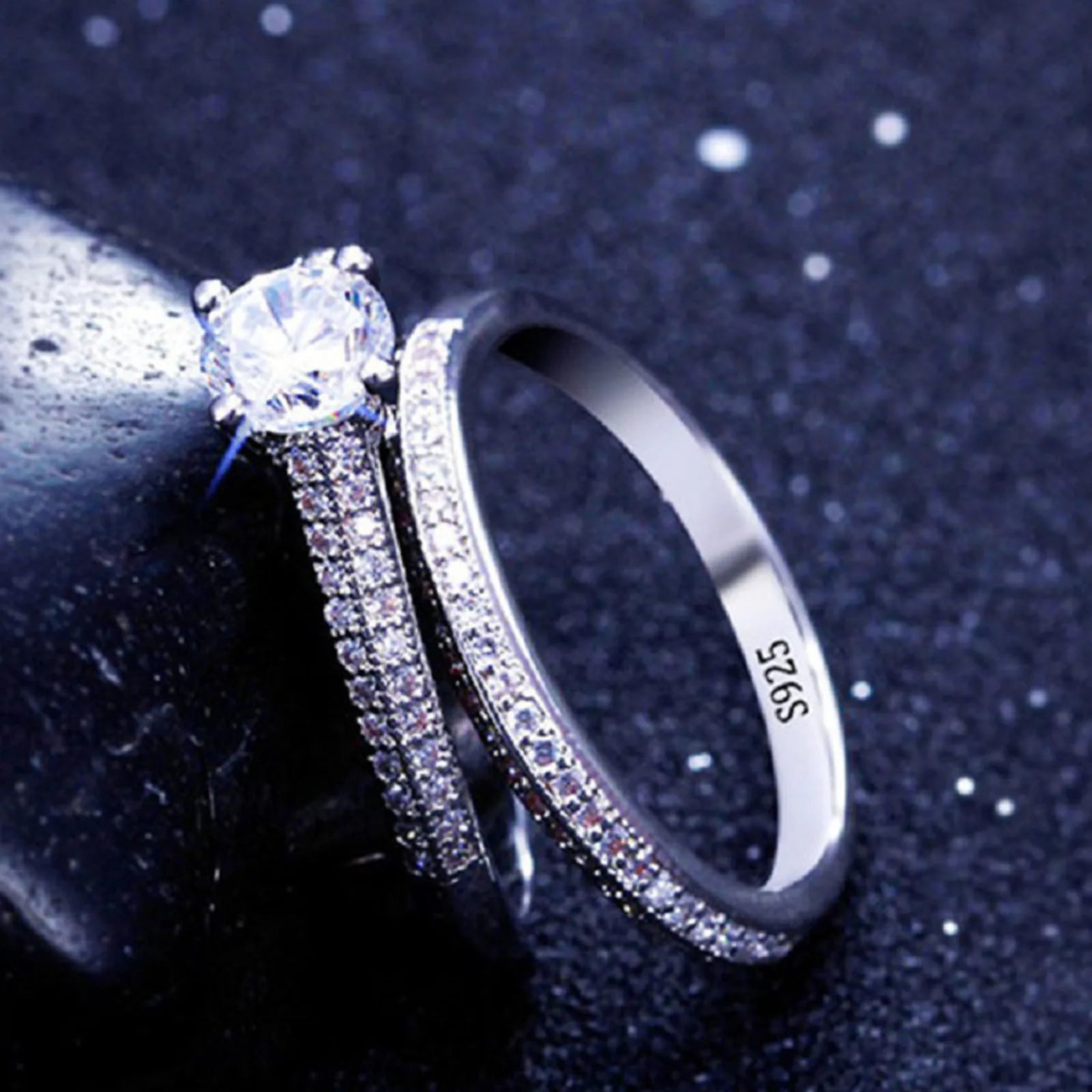 1 Paar Vintage Halo 925 Sterling Silber Ehering Set für Frauen Damen Jahrestagsgeschenk Schmuck Großhandel