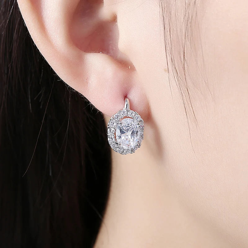 925 Silber Grün/Weiß Zirkon Tropfenohrring für Frauen Hochzeitsschmuck
