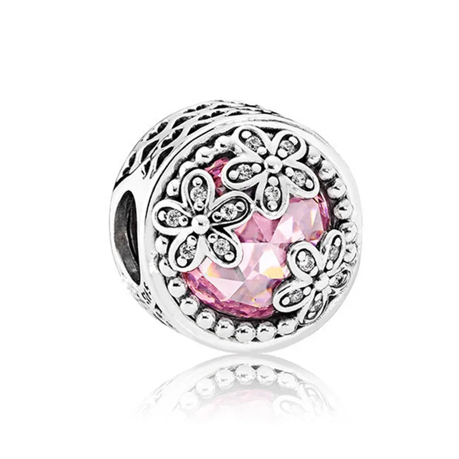 Heiß begehrtes 925er Silber Rosa Serie Blume Hundepfote herzförmiger Anhänger, passend für originale Armband DIY Accessoires, exquisiter Schmuck