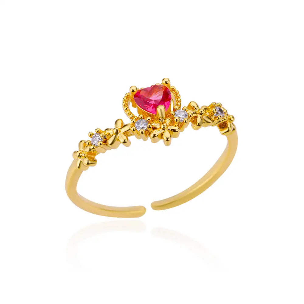 Luxus Zirkon Herzringe für Damen Goldfarbe Offen Edelstahl Kristall Geometrie Fingerring Schmuck Hochzeitsgeschenk anillos