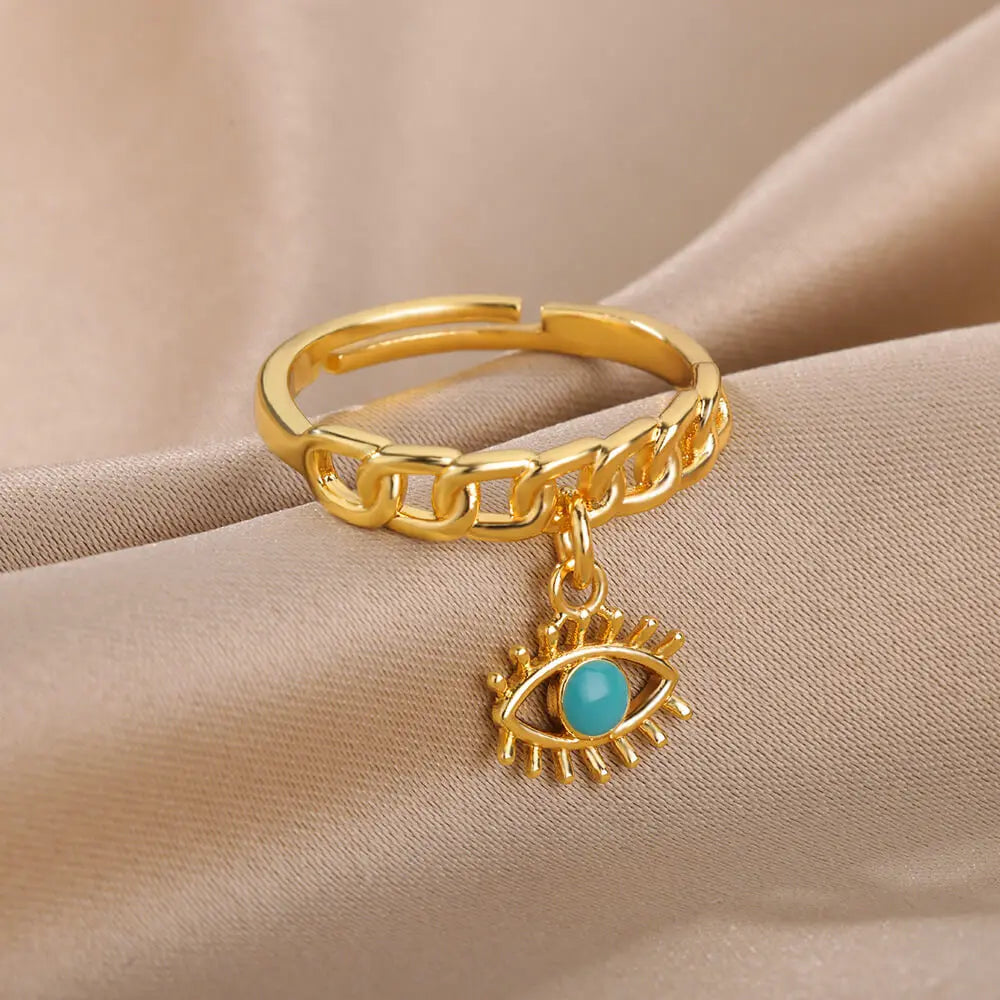 Böse Augen Ringe für Damen Edelstahl Türkischer Augenring Hochzeit Gothische Ästhetik Schmucksets anillos bague bijoux