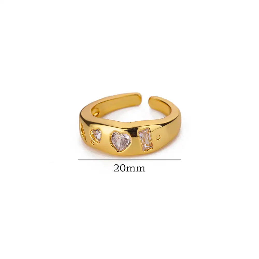 Edelstahl Herz Zirkon Ringe für Frauen Goldfarben Hochzeit Paar Ring Ästhetischer Schmuck Accessoires Geschenk anillos mujer