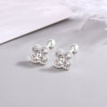 925 Sterling Silber Vier Runde Zirkon Kleine Piercing Ohrstecker für Frauen Luxuriöser Eleganter Feinschmuck Accessoires Schmuck