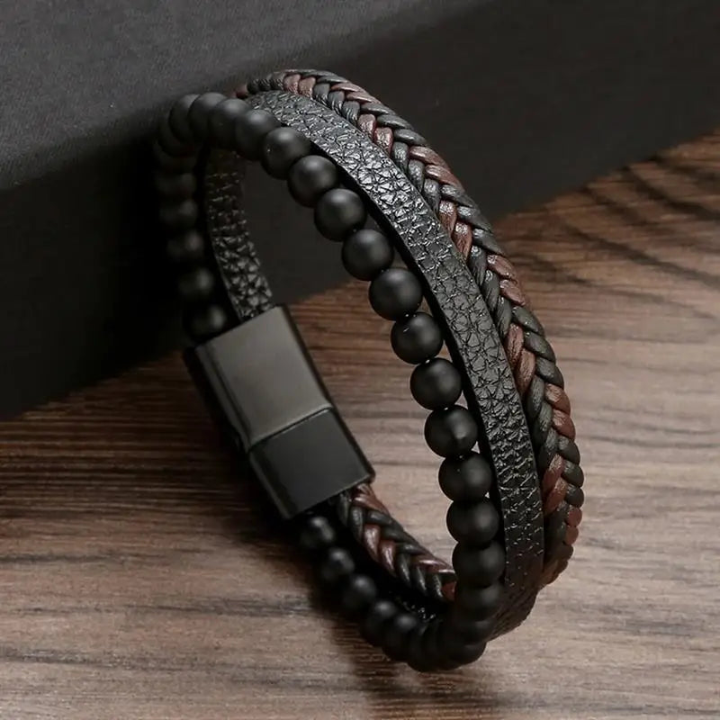 Klassisches Herren Lederarmband Neuer Stil Handgewebt Mehrschichtige Kombination Accessoire Mode Herrenschmuck Großhandel Dropshipping