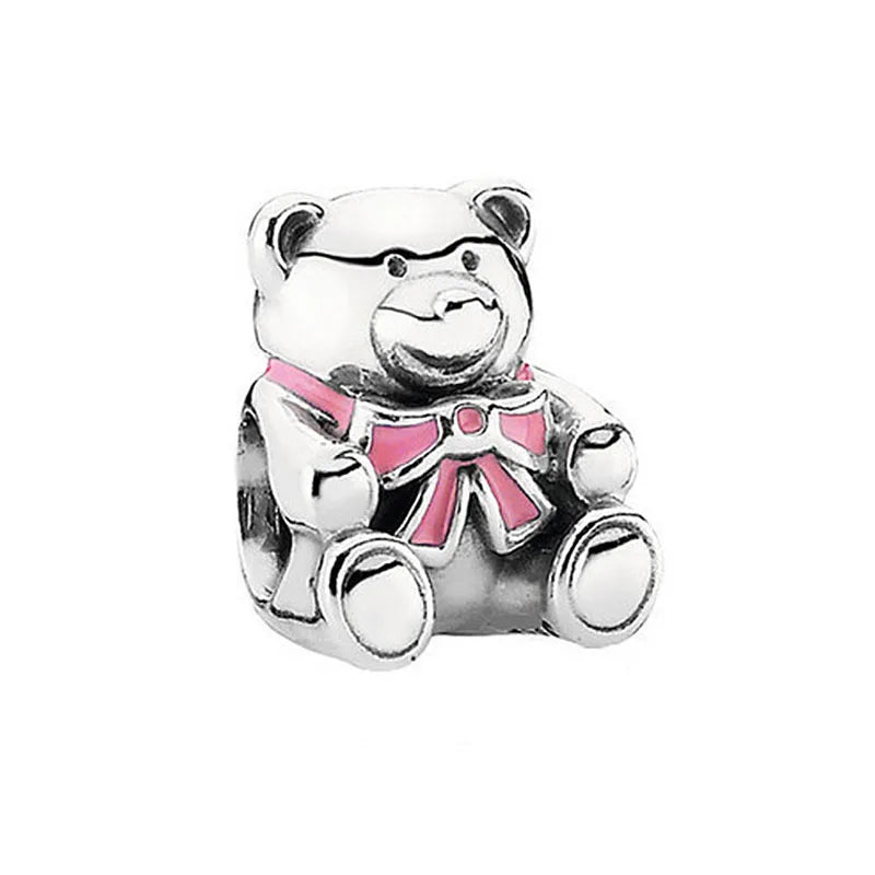 Heiß begehrtes 925er Silber Rosa Serie Blume Hundepfote herzförmiger Anhänger, passend für originale Armband DIY Accessoires, exquisiter Schmuck