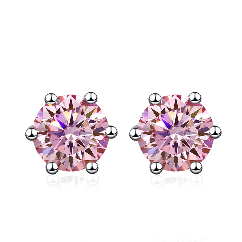 NeeTim Pendientes de Moissanita de 0,5 ct, 1 ct, 2 ct para mujer, de plata de ley 925, en verde, rosa, negro, azul y gris, con circonitas brillantes