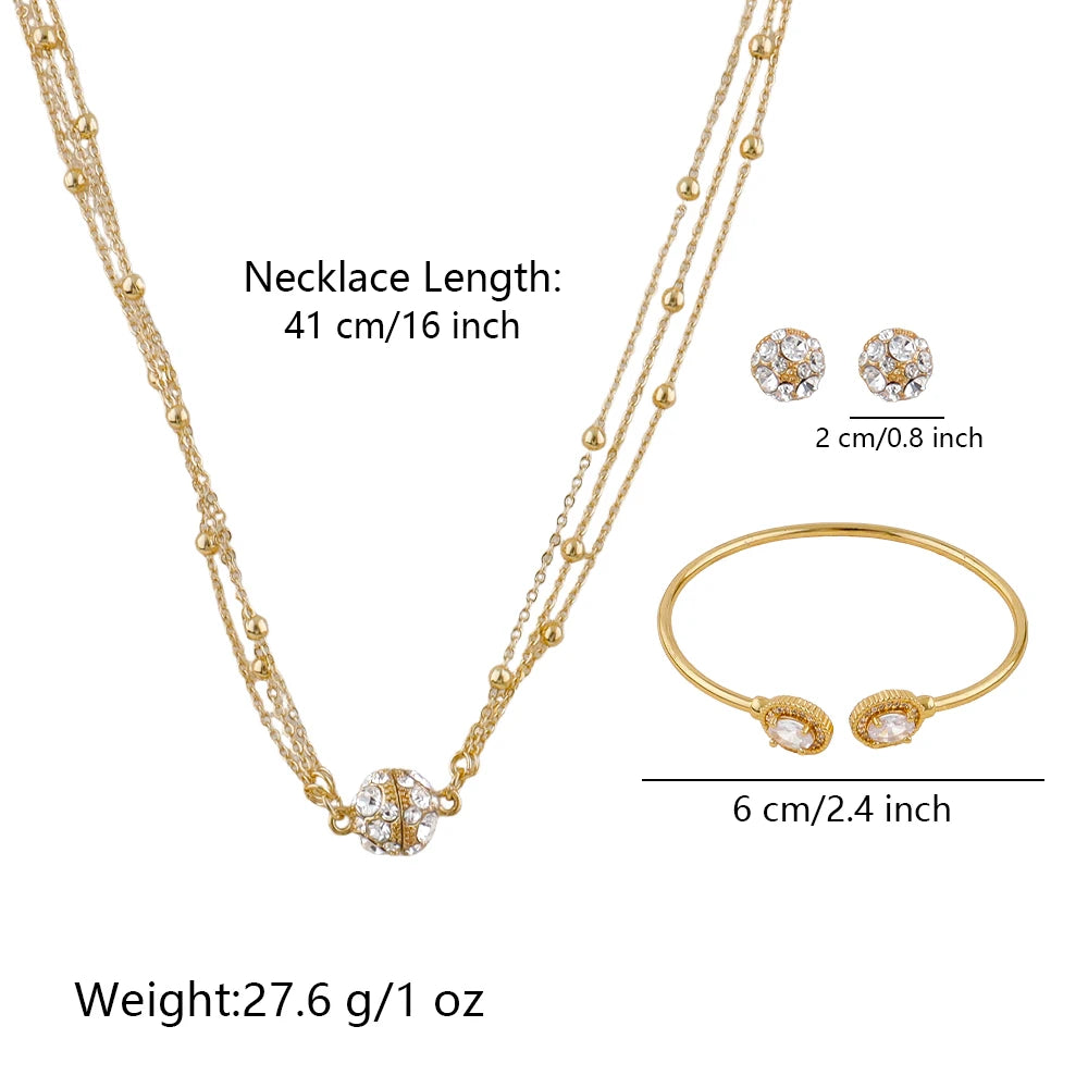 Kristall Ohrringe Armband Anhänger Schmuckset Vergoldete Halskette Elegante Frauen Mode Trend Bohemia Luxus Party Geschenk Braut