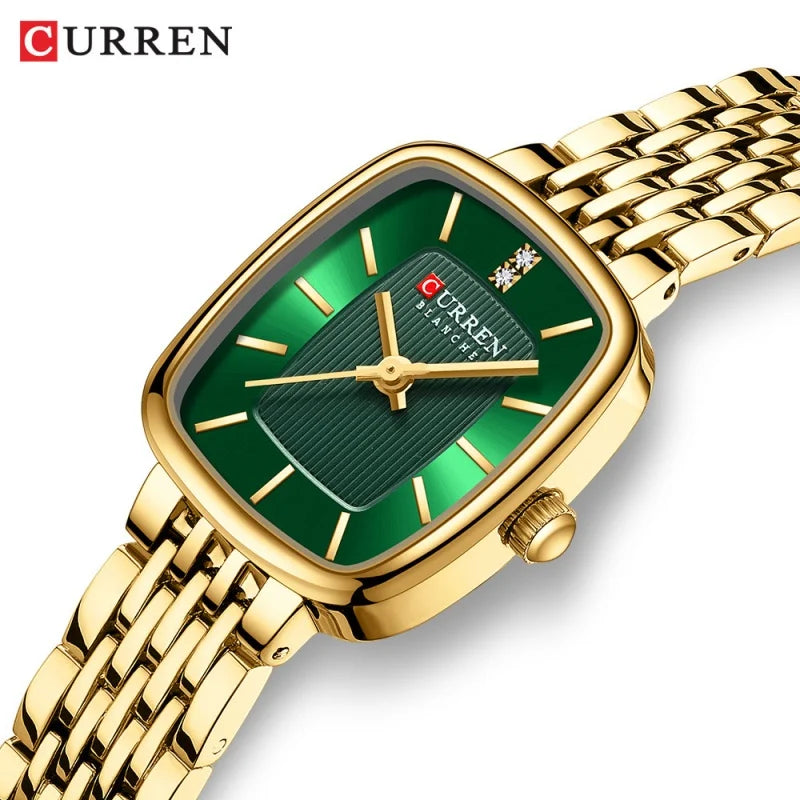 CURREN 9093 Fashion Quartz Women's Watch Elegant Square Dial Gold Stainless Steel Strap Casual Waterproof Watch relojes de mujer