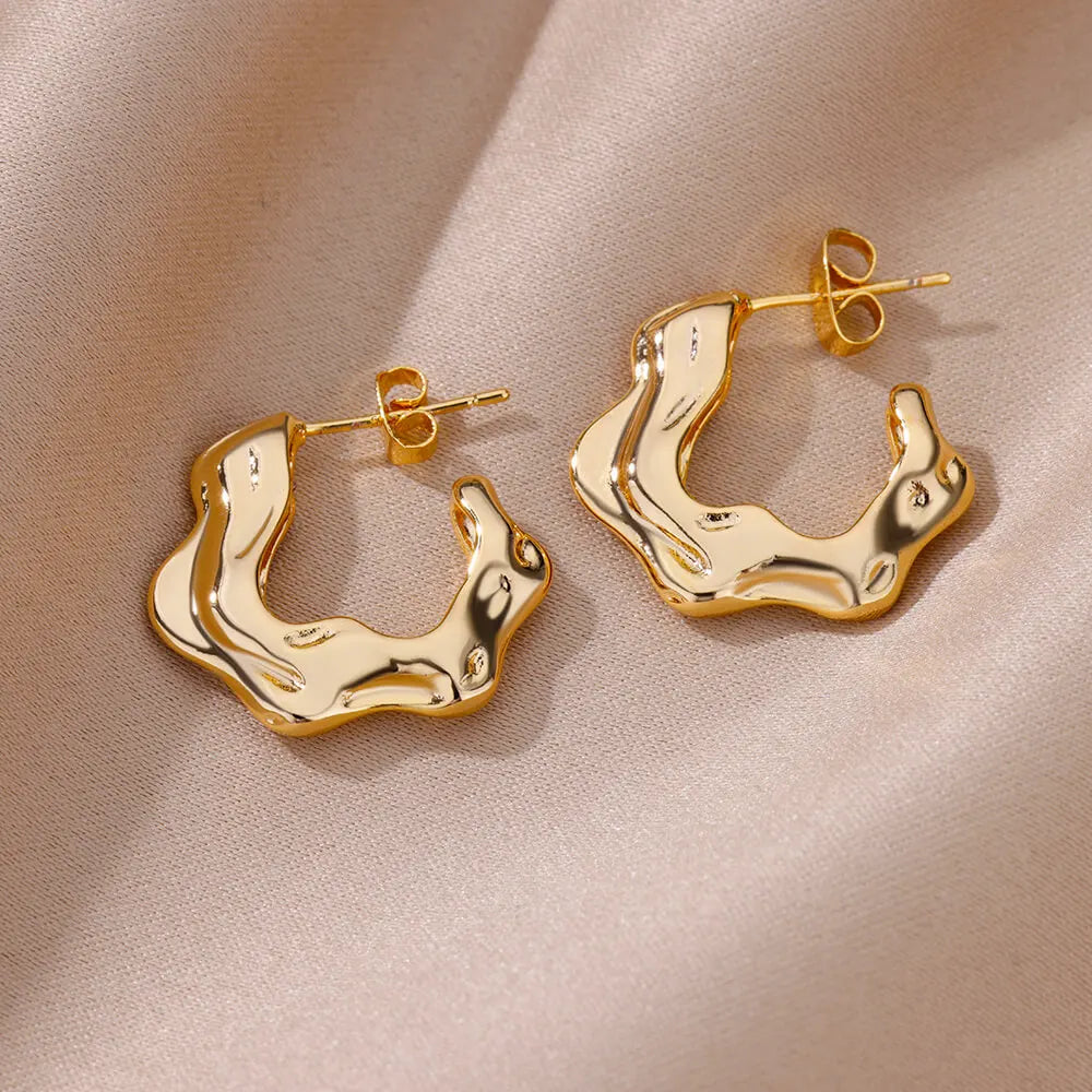 Unregelmäßige C-förmige Ohrringe für Damen, Edelstahl, geometrisch, 2024, Trend, Hochzeitsfeier, ästhetischer Schmuck, Aretes