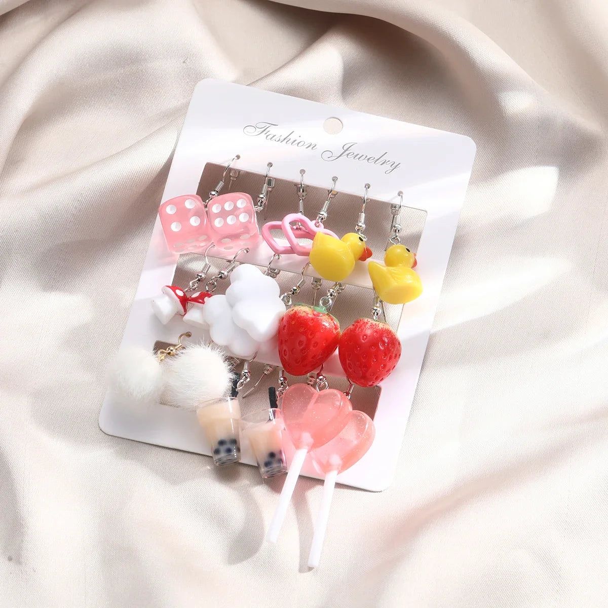 Cartoon Tier Ohrringe Set für Frauen Neue Y2K Mädchen Niedliche Bunte Geometrische Acryl Ente Liebe Drop Ohrringe Trendy Schmuck Geschenke