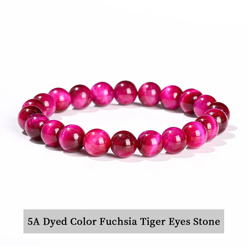JD Natursteinperlen Armband Amethyst Tigerauge Kristall Quarz Achat Edelstein Perlen Armreifen Damen Herren Reiki Heilung Schmuck Geschenk