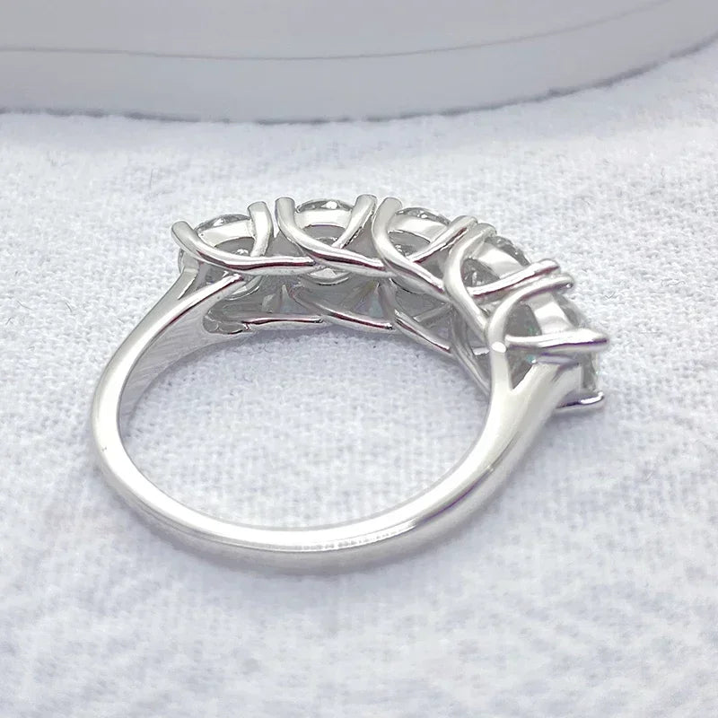 NeeTim 5mm 6.5mm Voll-Moissanit-Ring für Damen, S925 Sterling Silber, Eternity, funkelnder Diamant-Ring, Eheringe, Schmuck