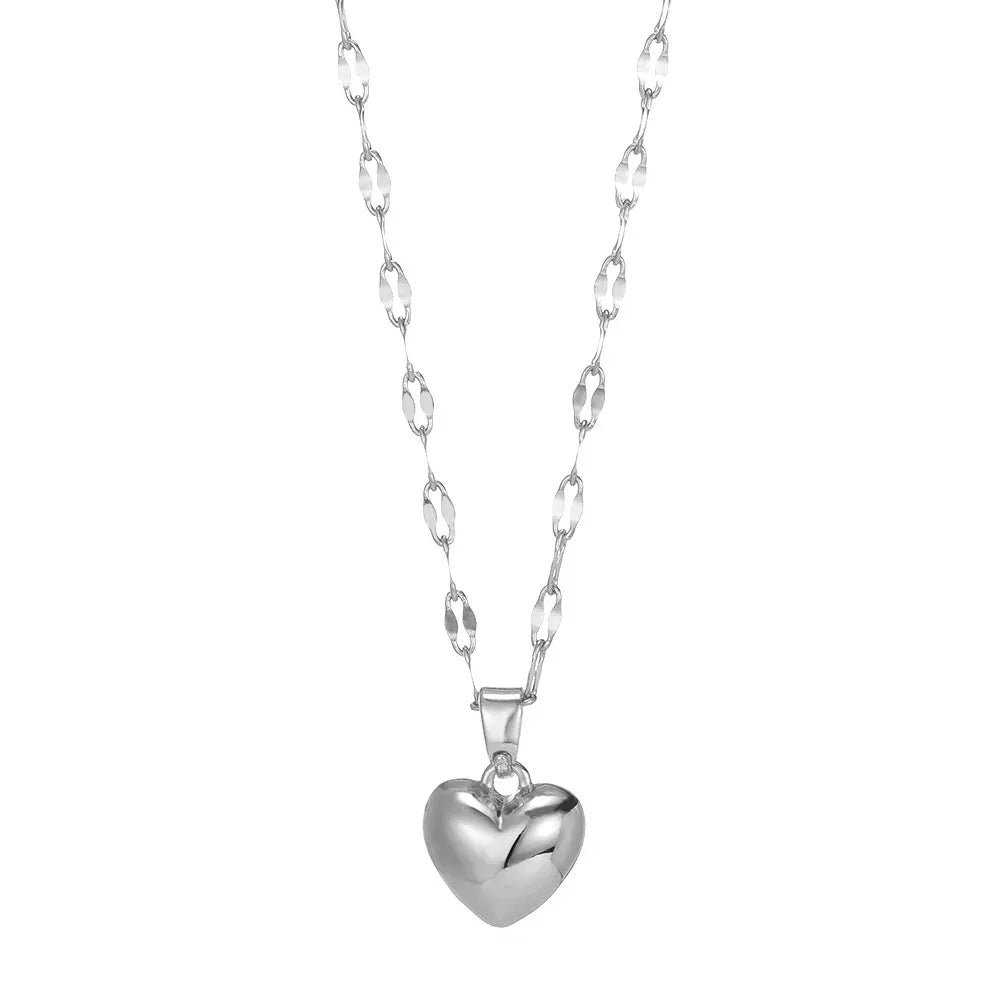 Collares Plisados de Acero Inoxidable con Colgante de Corazón de Moda para Mujer, Collar con Colgante Estético de Color Dorado de Moda, Joyería Accesorio