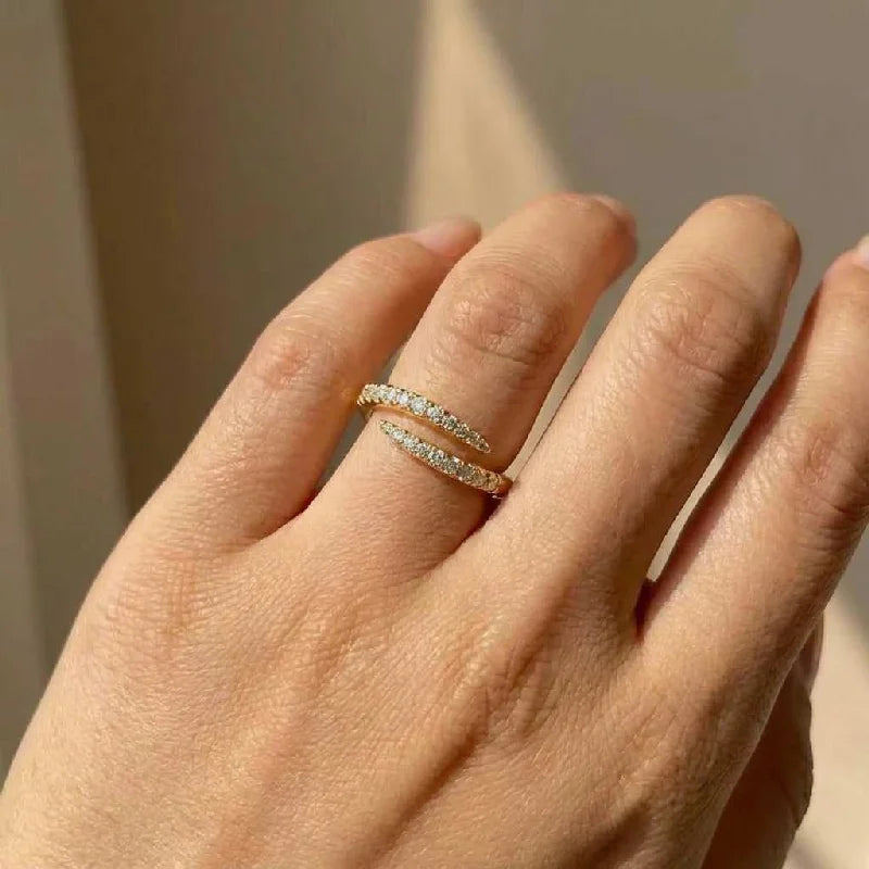 Anillos de dedo de círculo de plata de ley 925 de moda para mujer, deslumbrantes anillos ajustables de circonita cúbica, accesorios apilables para uso diario, joyería fina