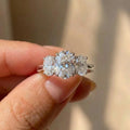 925 Sterling Silber Klassische Funkelnde Ovale Zirkonringe für Damen Hochwertige Hochzeitsparty Trendiger Schmuck Jubiläumsgeschenk