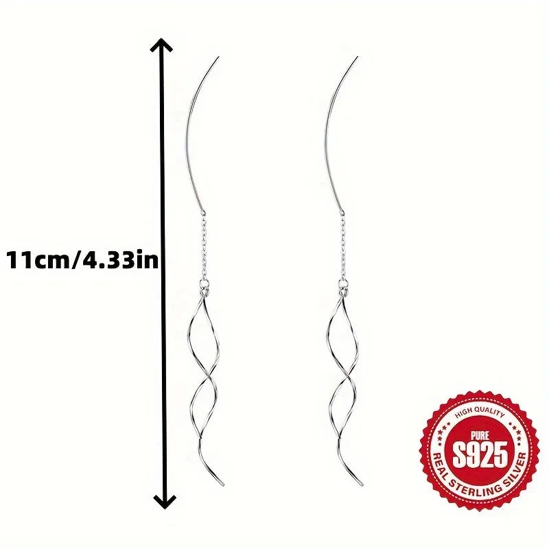 Pendientes Elegantes de Plata S925 con Ondas Cruzadas para Mujer, Ideales para el Uso Diario y Diversas Ocasiones, Regalo Imprescindible