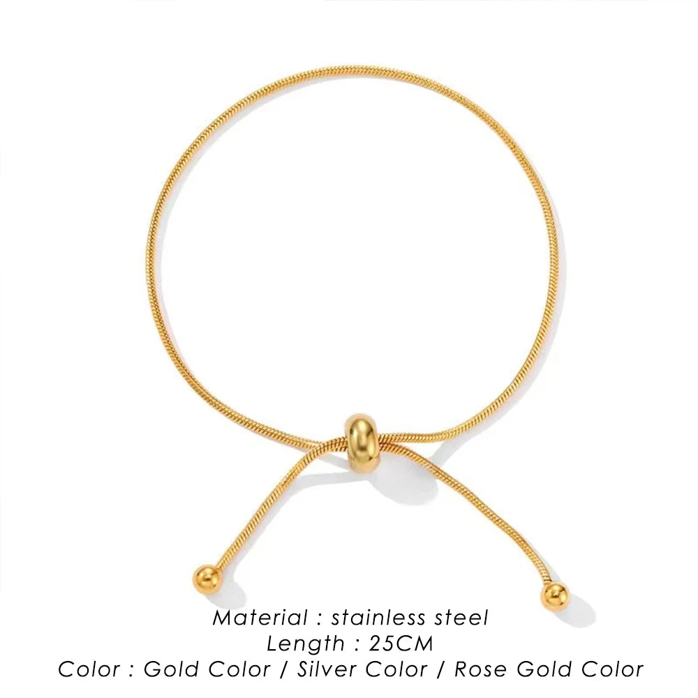 KOREANISCHES Verstellbares Edelstahlarmband für Frauen Mädchen Männer Hochwertiges Design Goldfarbene Schlangenkette Schmuck Großhandel