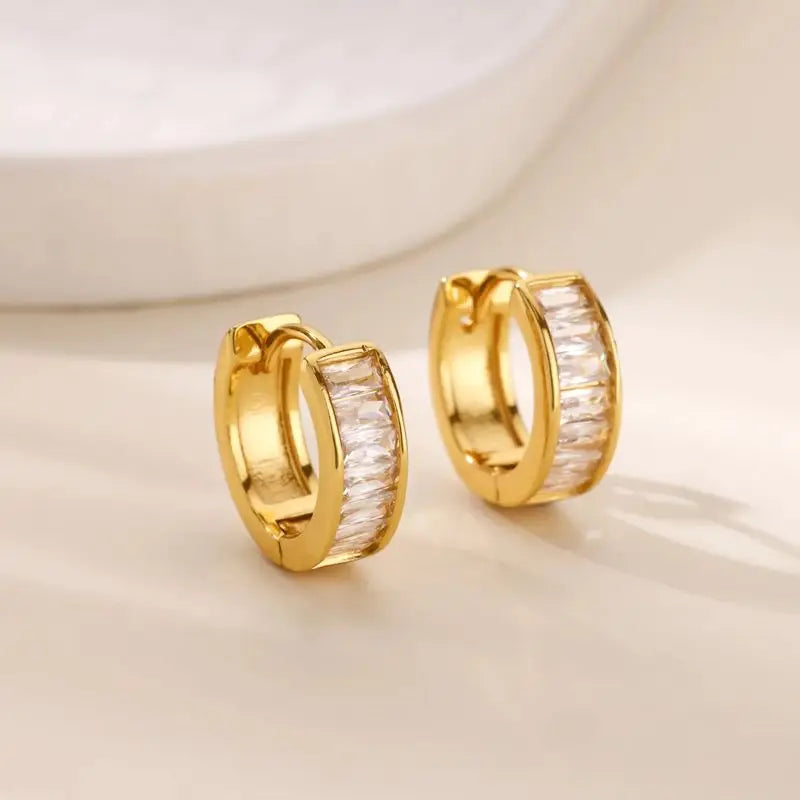 Cubic Zirkonia Creolen für Damen, Edelstahl, Goldfarben, Piercing-Ohrringe, 2025, Neue Mode, Hochzeitsschmuck, Geschenk