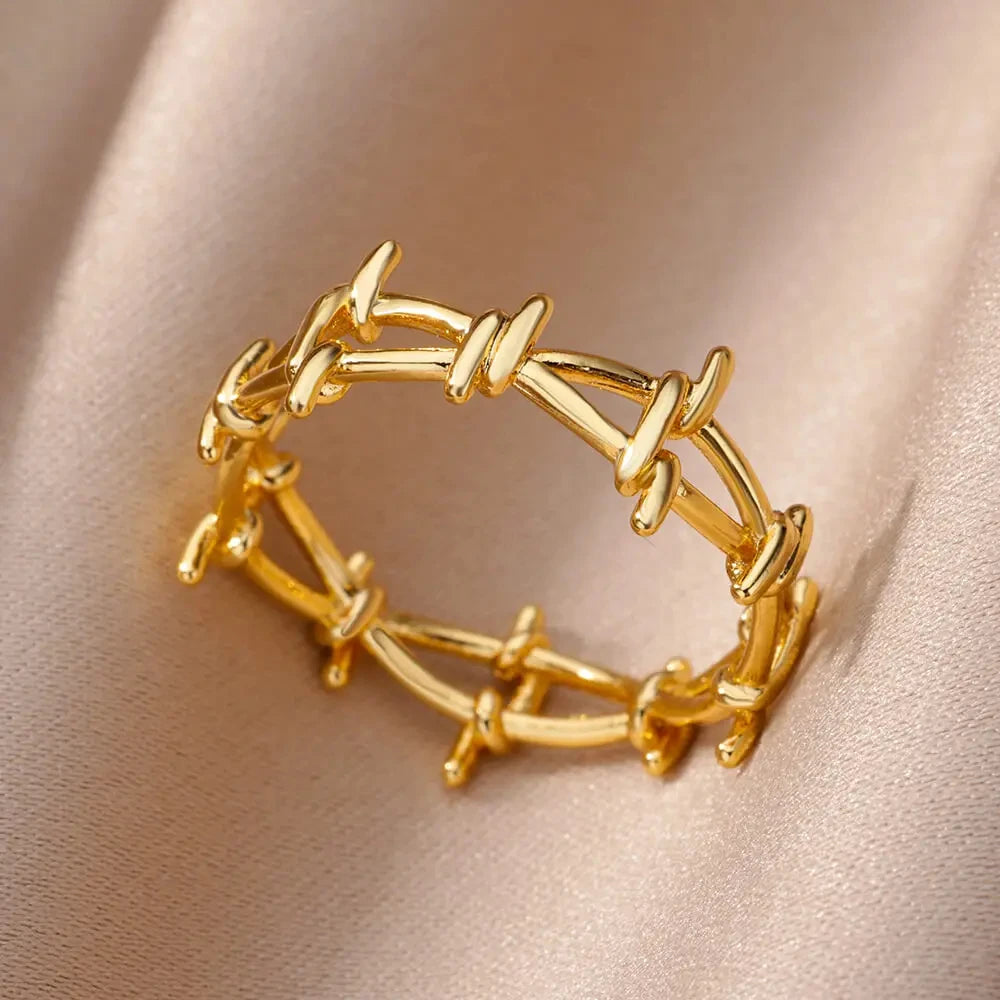 Edelstahl Rose Blume Ringe für Frauen Vintage Hohl Herz Fingerring Ästhetischer Schmuck Geschenke anillos mujer